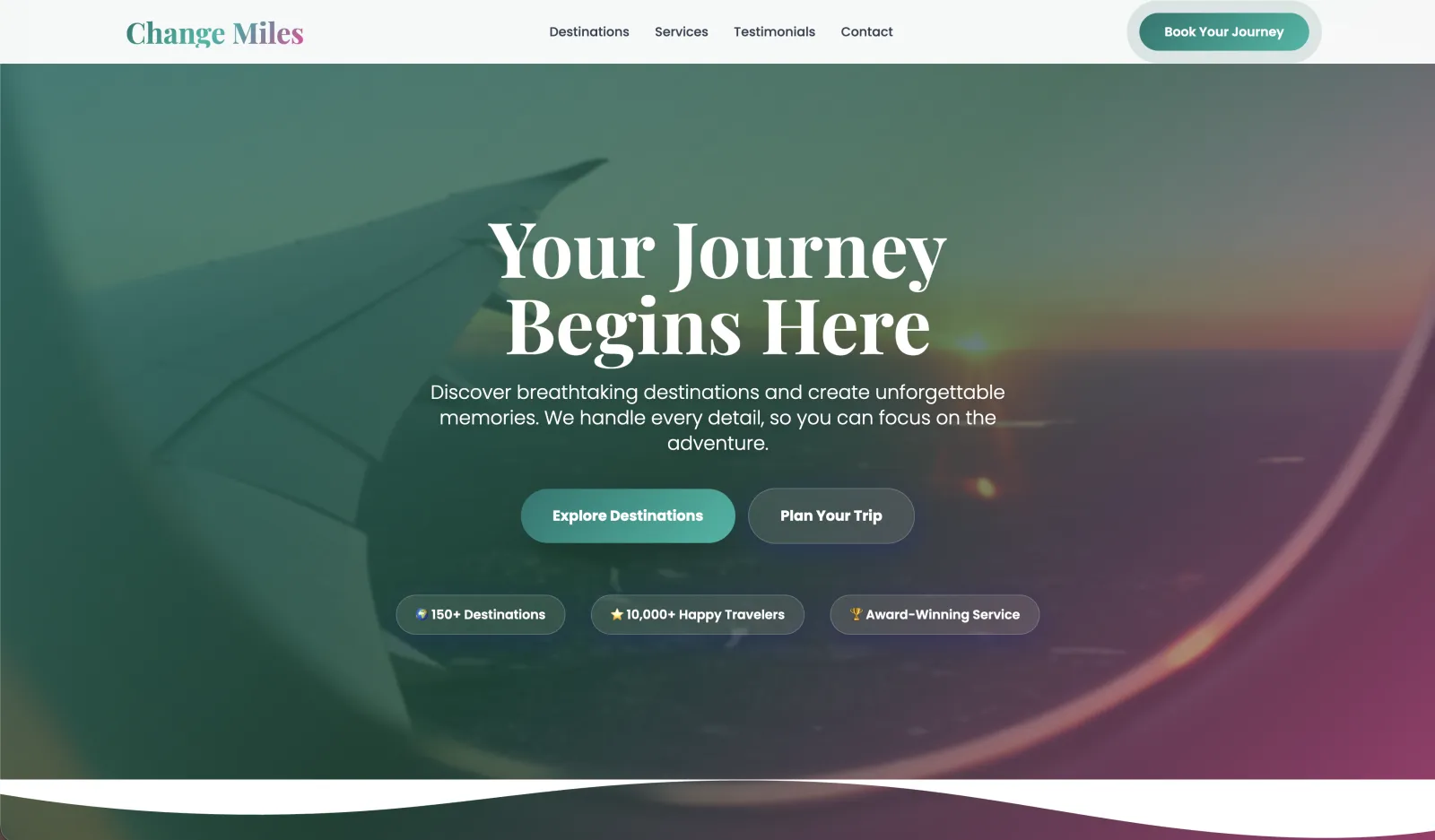 Change Miles tourism site preview