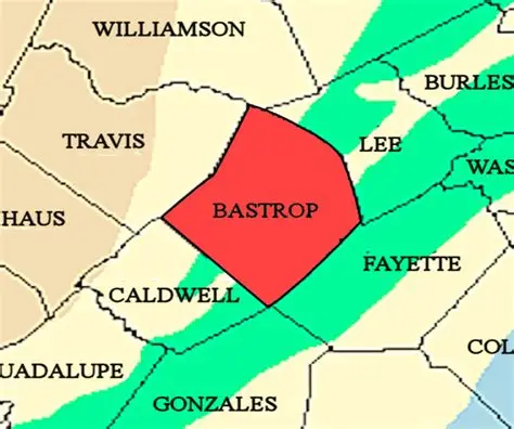 Map of Bastrop County, Texas